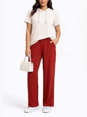 LISSOME Lounge Pants Red Soft Knit Wide Leg Cozy Lounge Athleisure
Sz. Med.